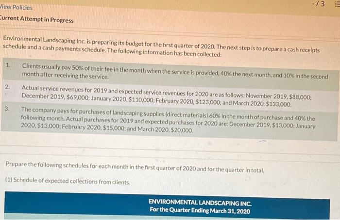  View Policies -/3 im Current Attempt in Progress Environmental Landscaping Inc
