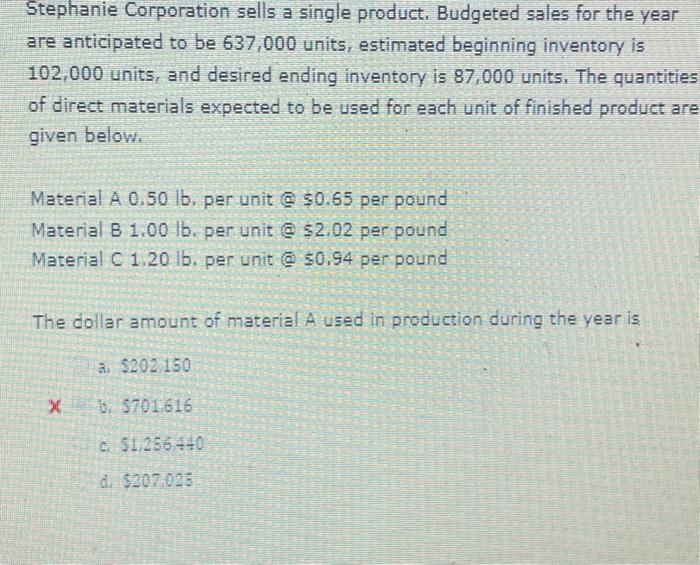 for the month of December. The unit selling price for product XXX
