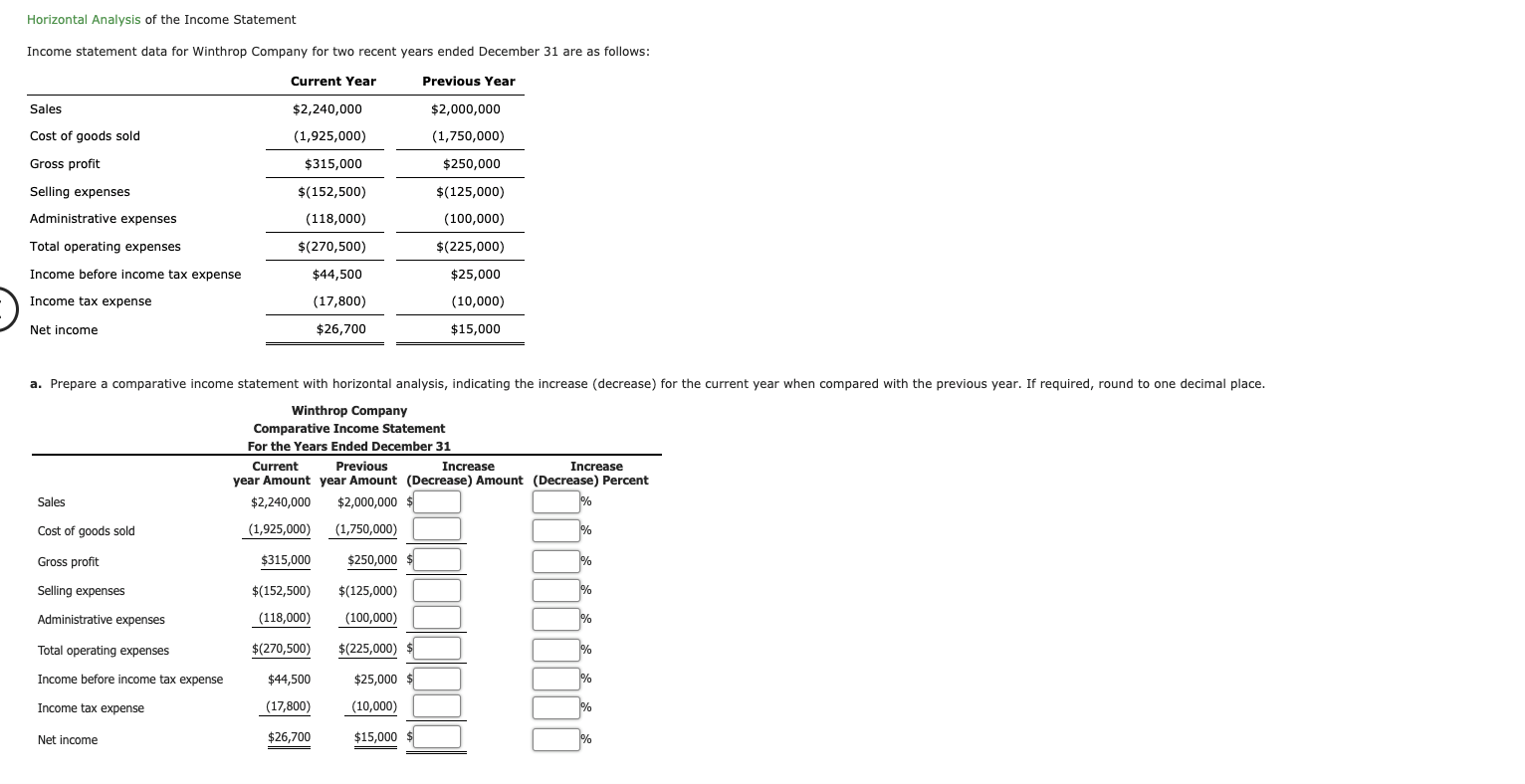 9 Need this done asap. Please help. Thanks. Horizontal Analysis of the