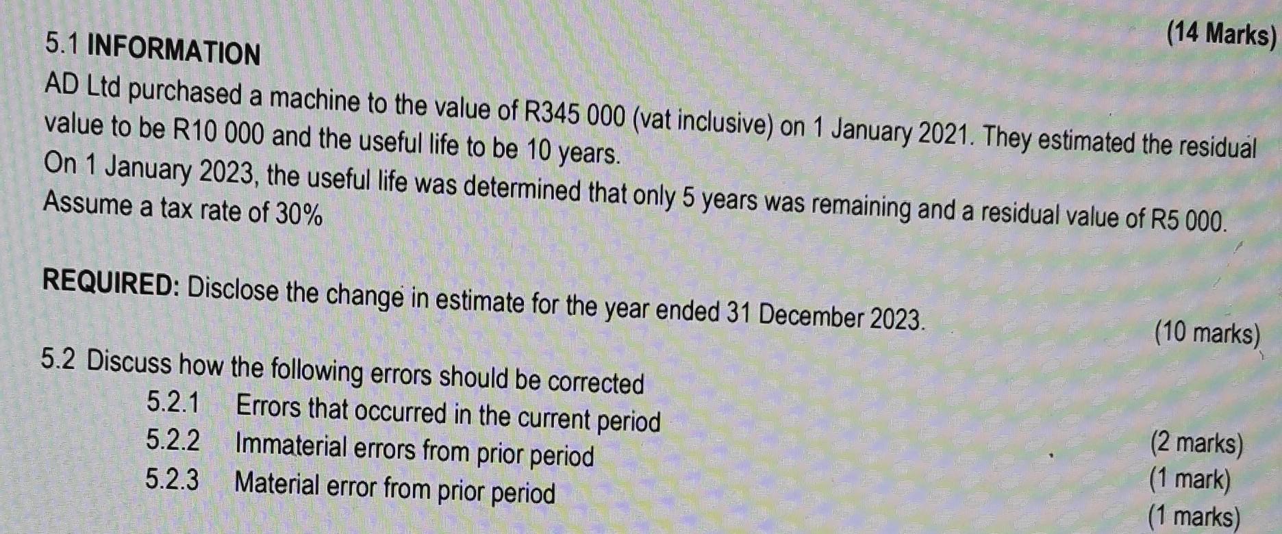 following costs were incurred: Original purchase price R4 620000 Admin and overhead