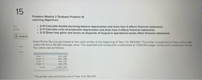 financial statements 2.11 Calculate units of production depreciation and show how it