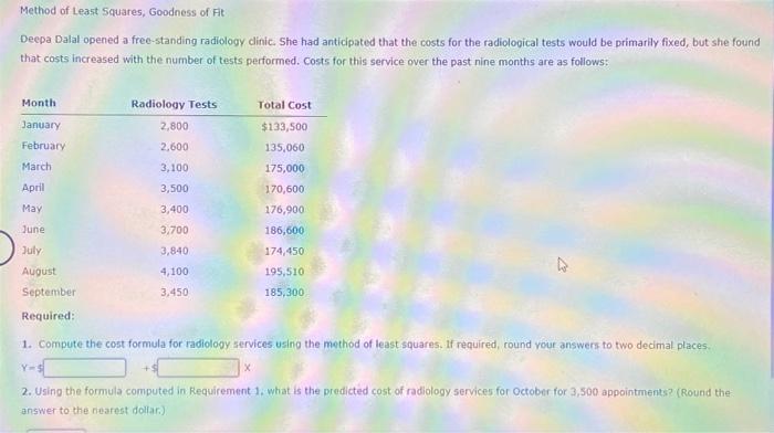 Can somone help me answer questions 1 & 2? Method of Least
