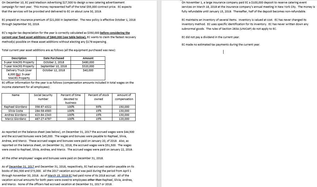 provided below. If required information is missing, please use reasonable assumptions to