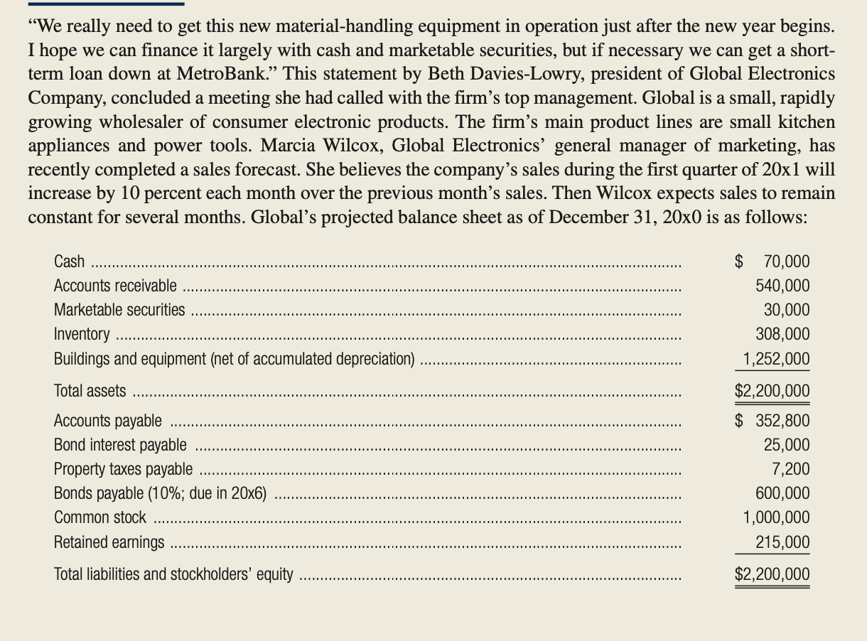 Excel Sheet to be used for the answer. "We really need