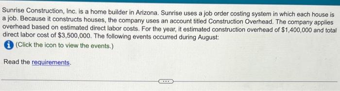 based on estimated direct labor costs. For the year, it estimated construction