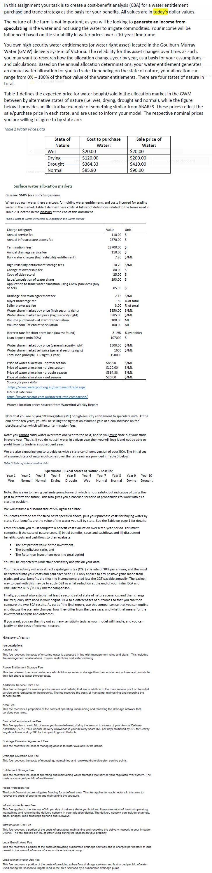  In this assignment your task is to create a cost-benefit analysis
