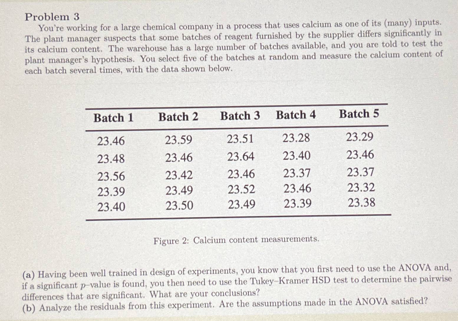 Problem 3 You're working for a large chemical company in a process