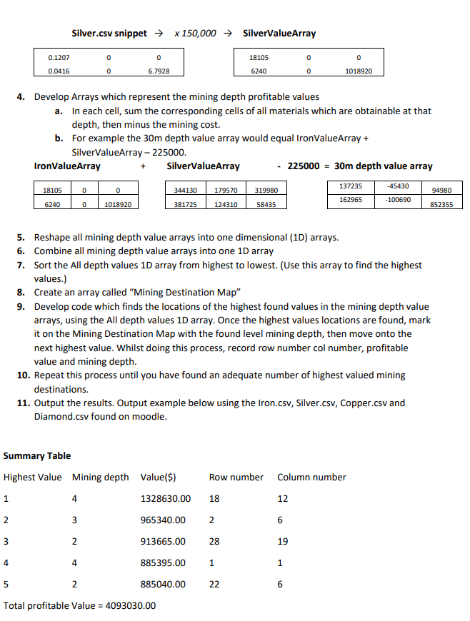metals and minerals. The company normally must pay a company to determine