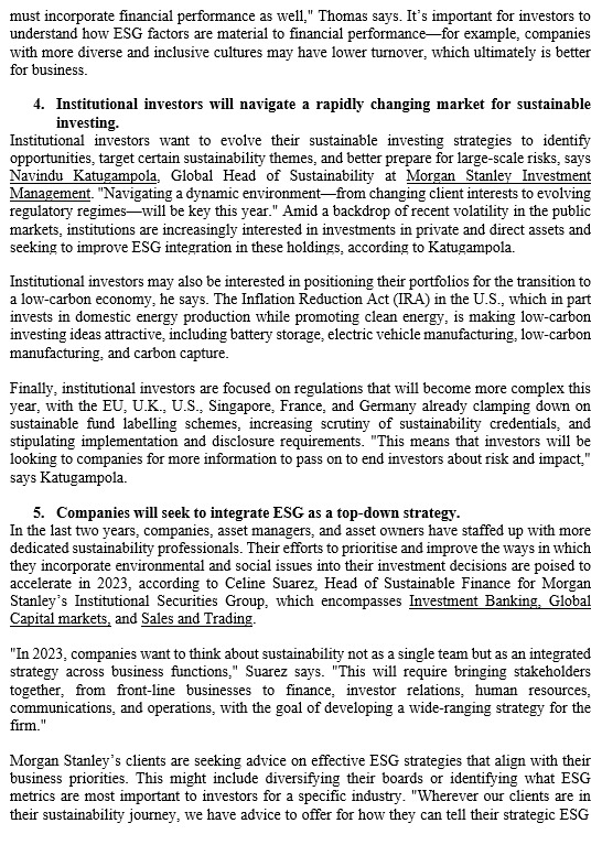 These are some of the themes that cut across Morgan Stanley's top