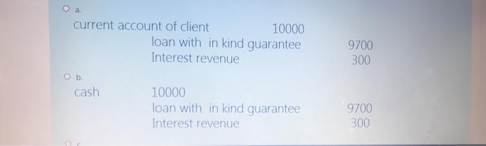 provide Advance to client of 10000 in cash according securities as guarantee