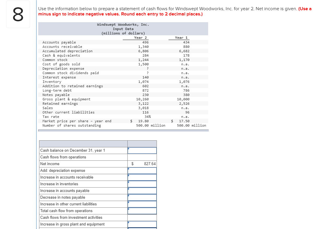 Please help answer. Thanks! Use the information below to prepare a