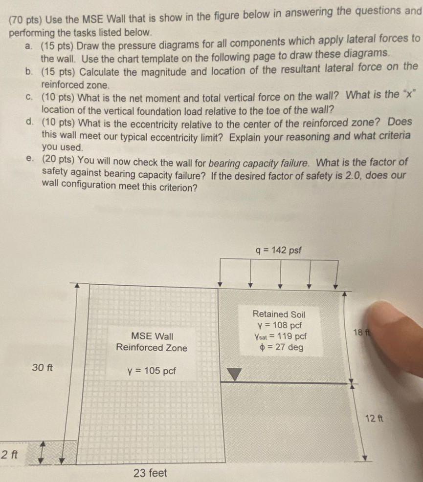 I NEED ACCURATE ANSWER PLEASE. (70 pts) Use the MSE Wall