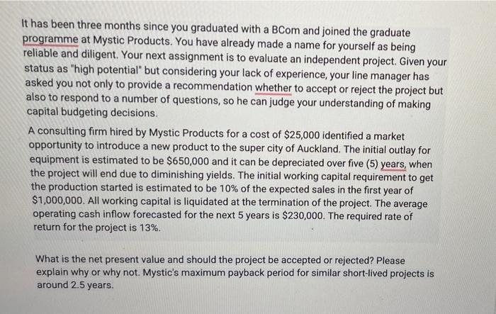 I need help with this ASAP! It has been three months since