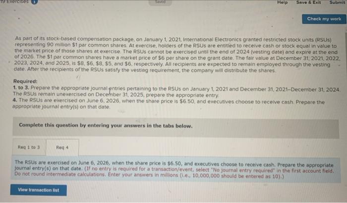  T8 Exercises Help Save & ERIT Submit Check my work As