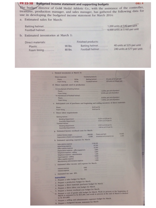  PR 22-3B Buidgeted income statement and supporting budgets e budget director
