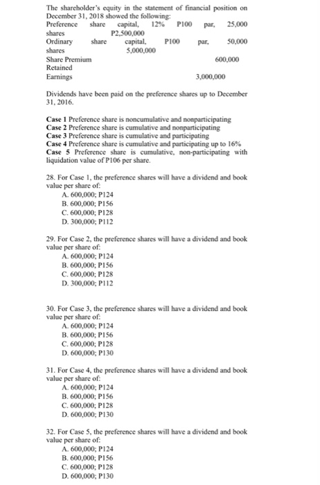  Answer with solution and explanation The shareholder's equity in the statement