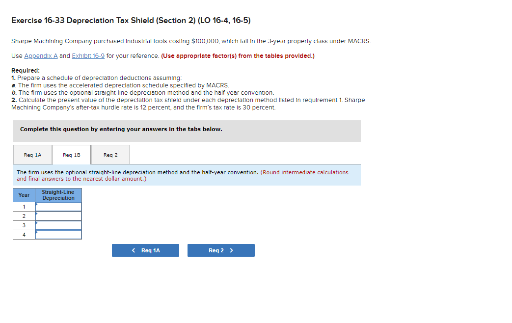 Machining Company purchased Industrial tools costing $100,000, which fall in the 3-year