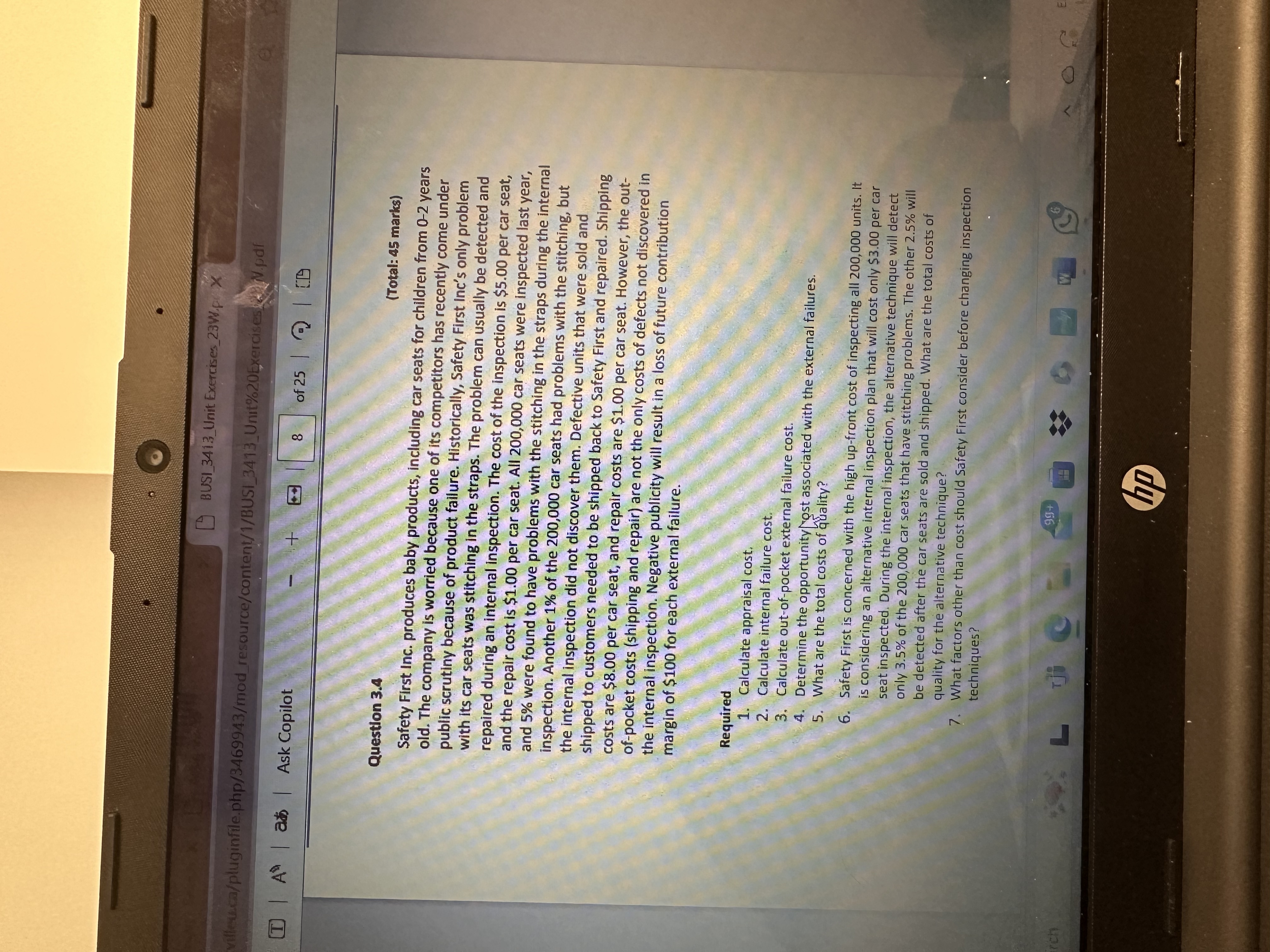  BUSI_3413_Unit Exercises_23W. P villecuca/pluginfile.php/3469943/mod resource/content/1/BUS1_3413_Unit%20Exercises Ask Copilot 8 of 25 Question