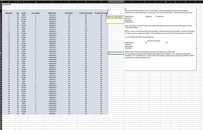 please provide thorough steps on how to solve each part in excel