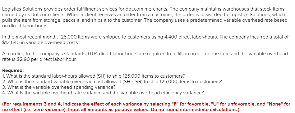Logistics Solutions provides order fulfillment services for dot.com merchants. The company