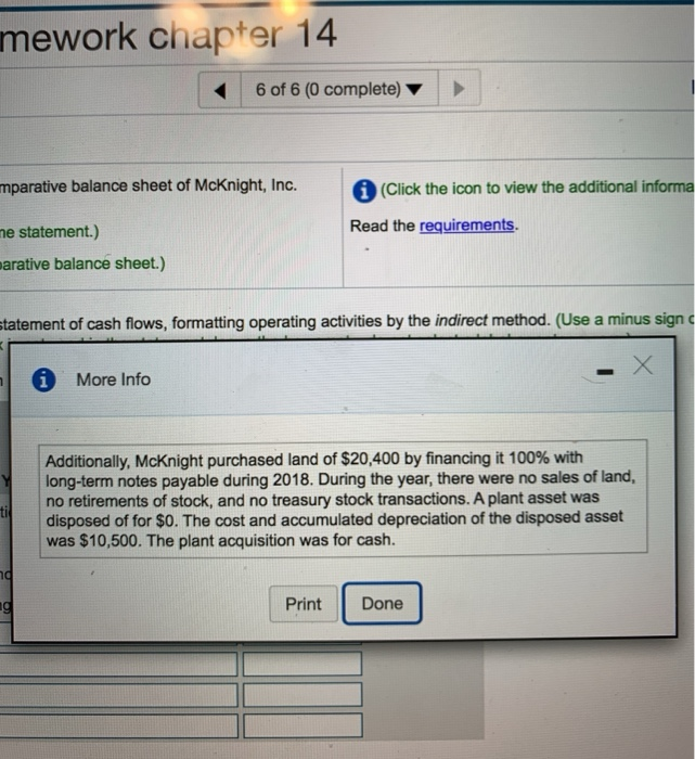 the requirements Requirement 1. Prepare the 2018 statement of cash flows, formatting