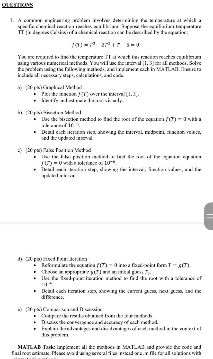  QUESTIONS A common engineering problem involves determining the temperature at which