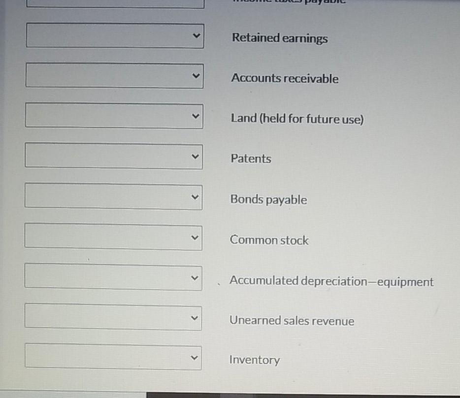 major balance sheet classifications. Prepaid advertising Equipment Long-term Investments Intangible Assets Current