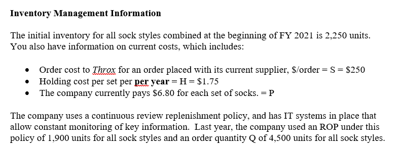  Calculate EOQ and ROP values for FY2021 based on your forecast