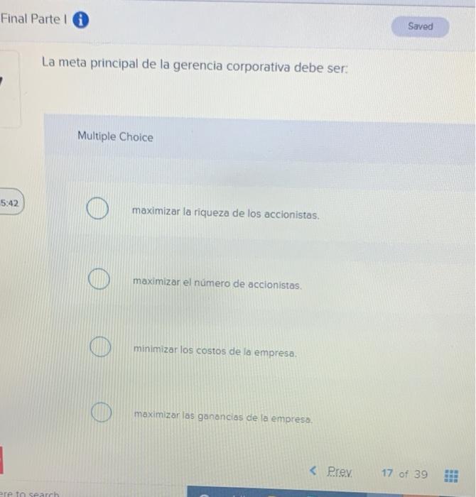  Final Parte 1 0 Saved La meta principal de la gerencia