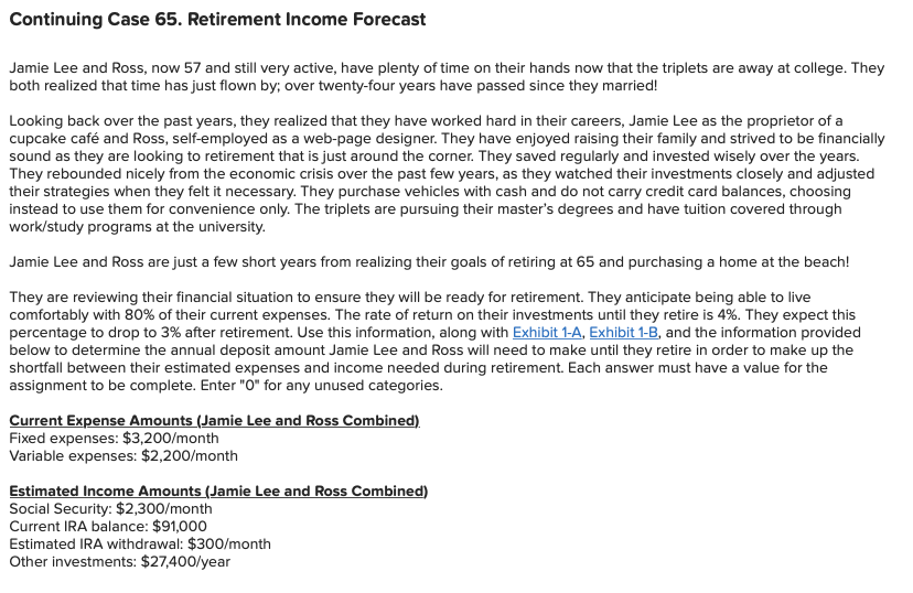  CHAPTER 18! PLEASE HELP THIS IS DUE SOON Continuing Case 65.