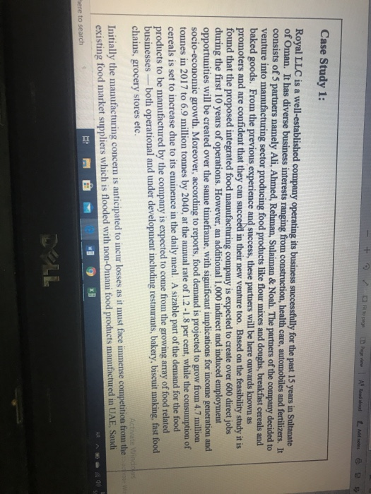  A tad notes Case Study 1: Royal LLC is a well-established