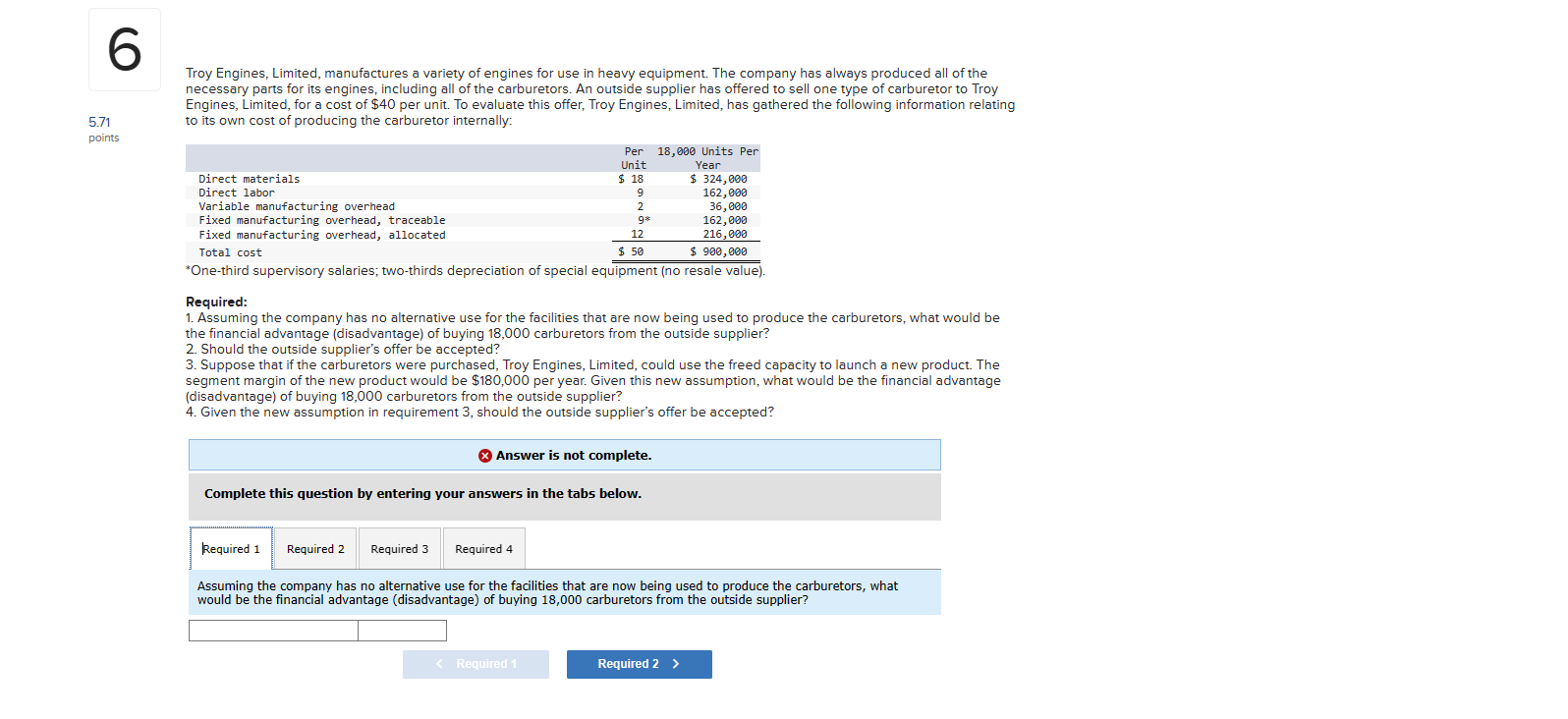quarter of operations during the current year the following data were reported: