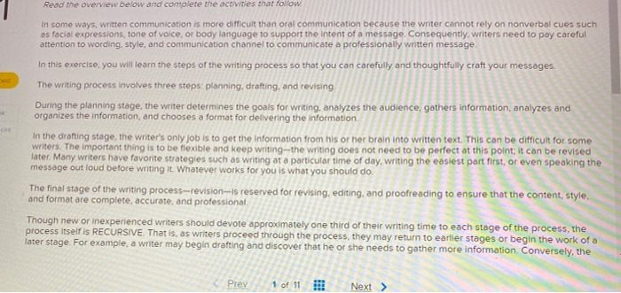  Read the overview below and complete the activities that follow In