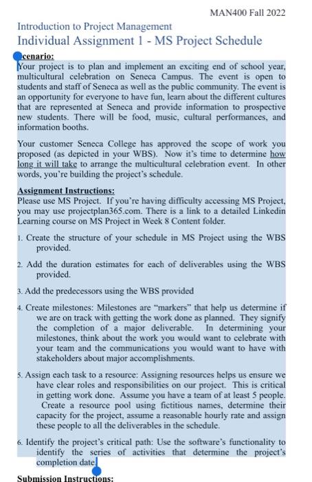  Your project is to plan and implement an exciting end of