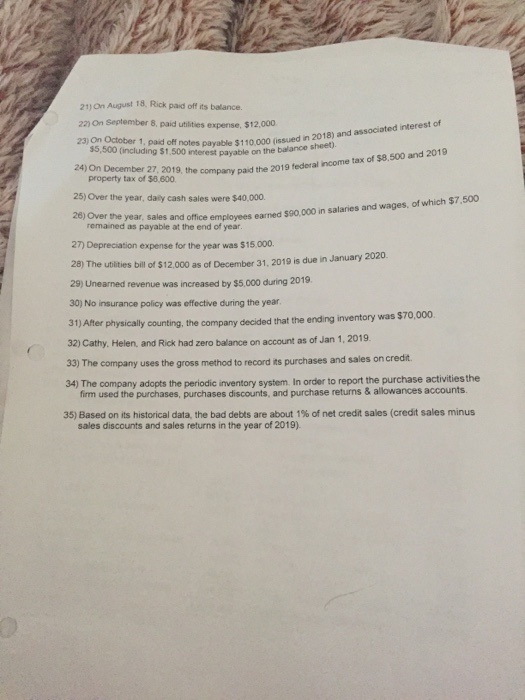 each transaction in chronological order Assignments Required: 1) Making journal entries for