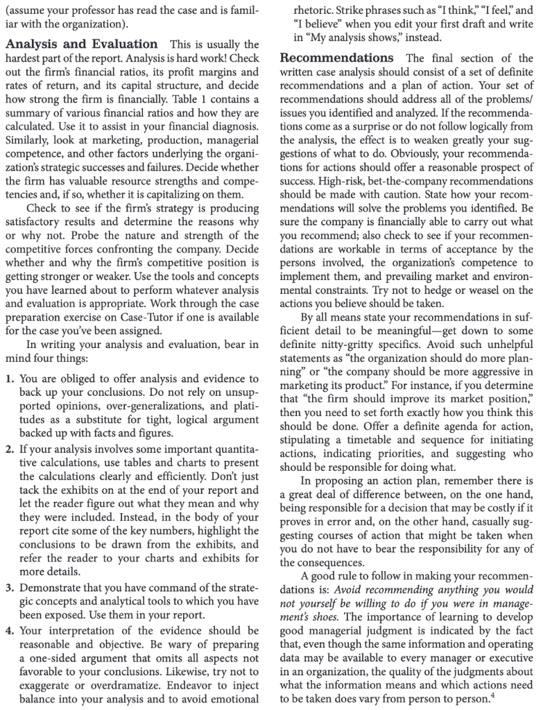 use cases about actual companies to practice stra- tegic analysis and to