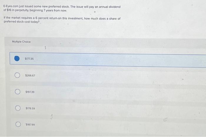  E-Eyes.com just issued some new preferred stock. The issue will pay