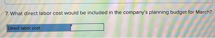 planning budget for March was based on producing and selling 20,000 units.