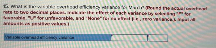 U " for unfavorable, and "None" for no effect (i.e., zero variance.).