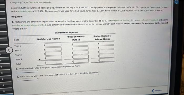 I have 30 min. to answer this; please help. Comparing Three Depreciation