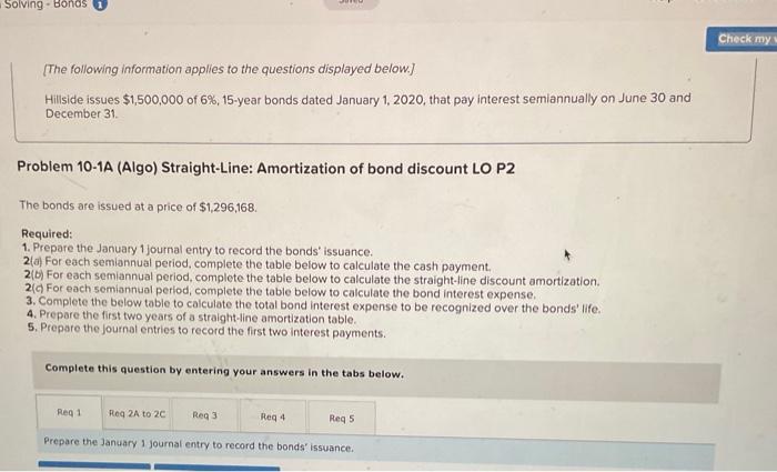  Use the following information for the Problems below. (Algo) Skip to