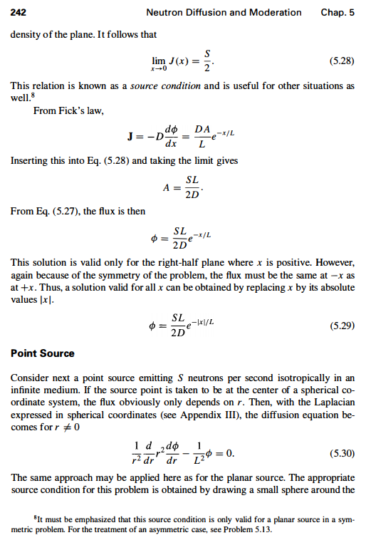 on the line between the two sources and at a distance of