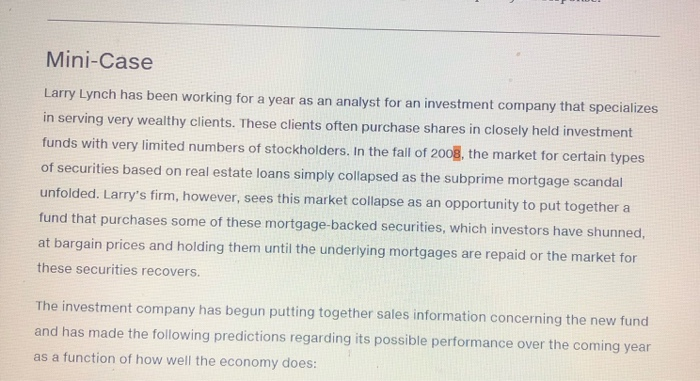  answer A-D Mini-Case Larry Lynch has been working for a year