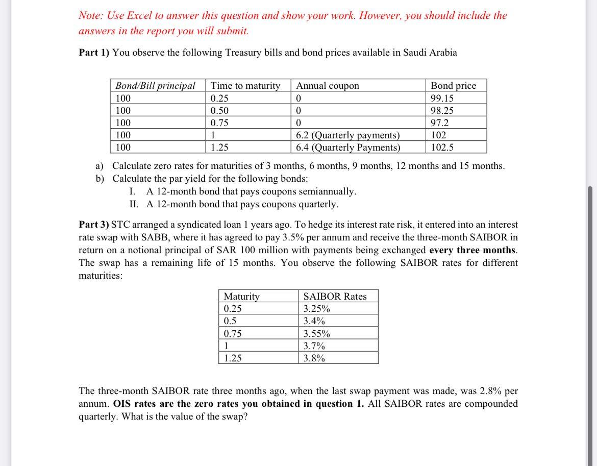 using excel format using STC link also Note: Use Excel to answer