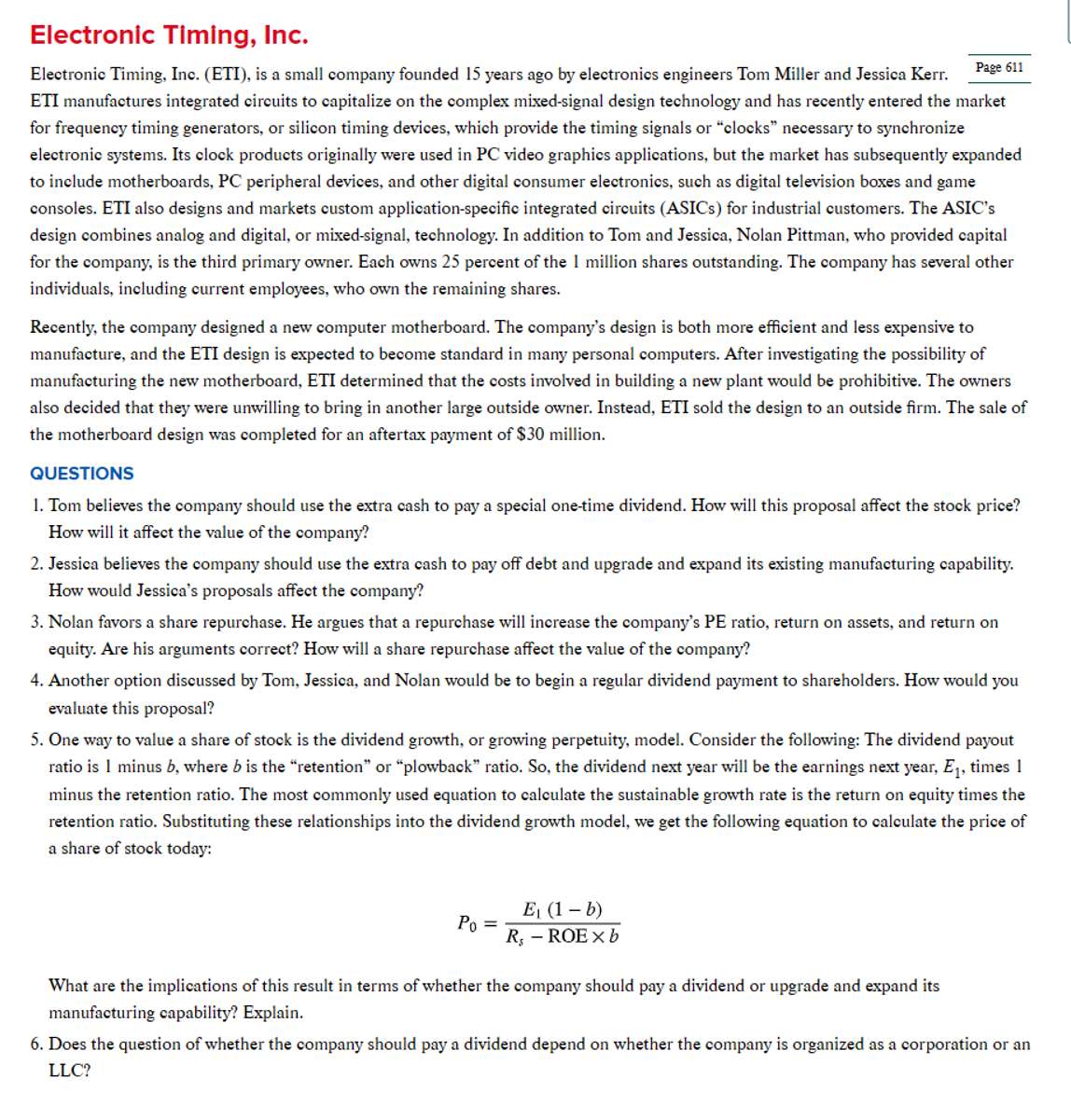  Electronic Timing, Inc. (ETI), is a small company founded 15 years