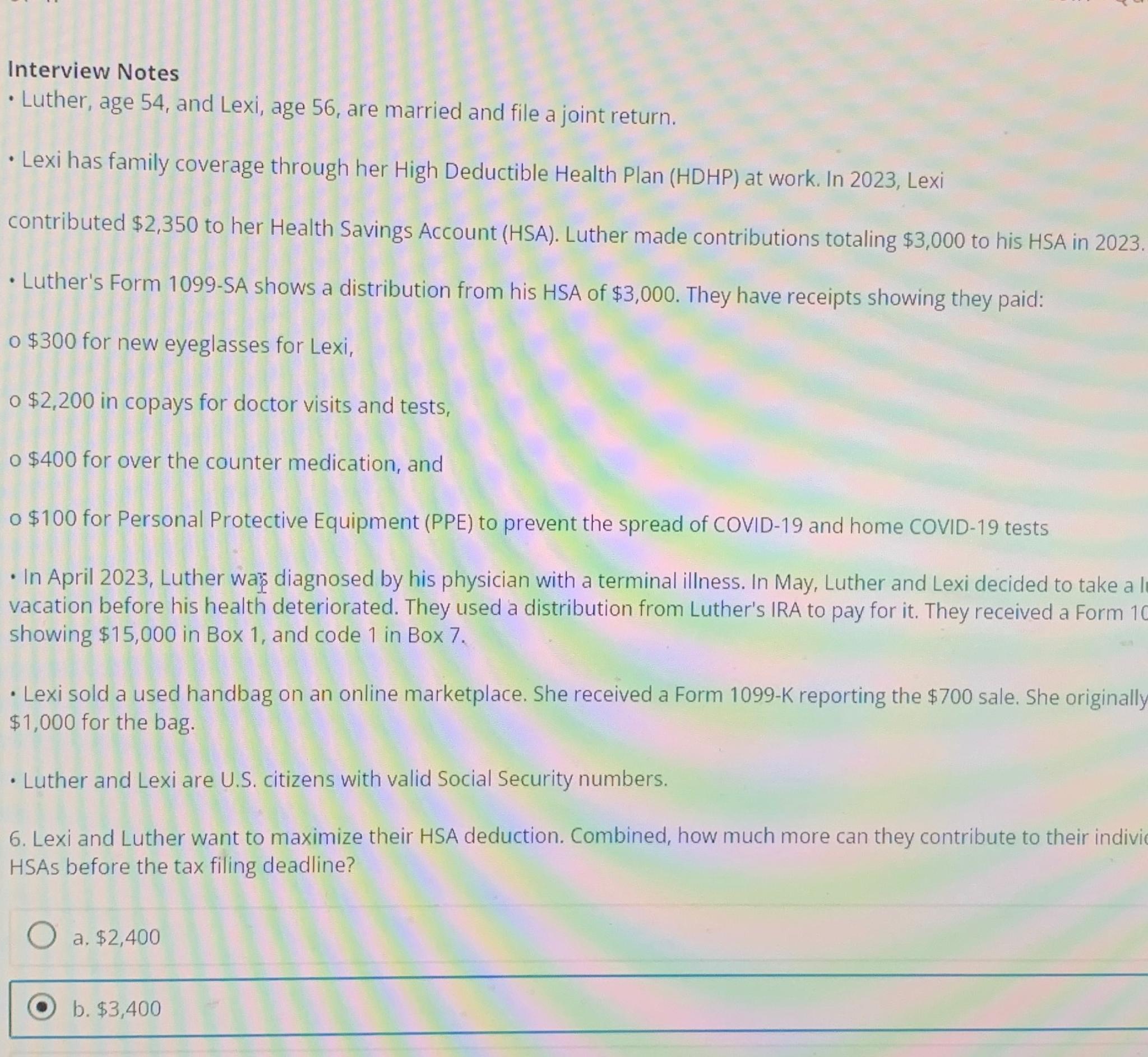  Interview Notes Luther, age 54, and Lexi, age 56, are married