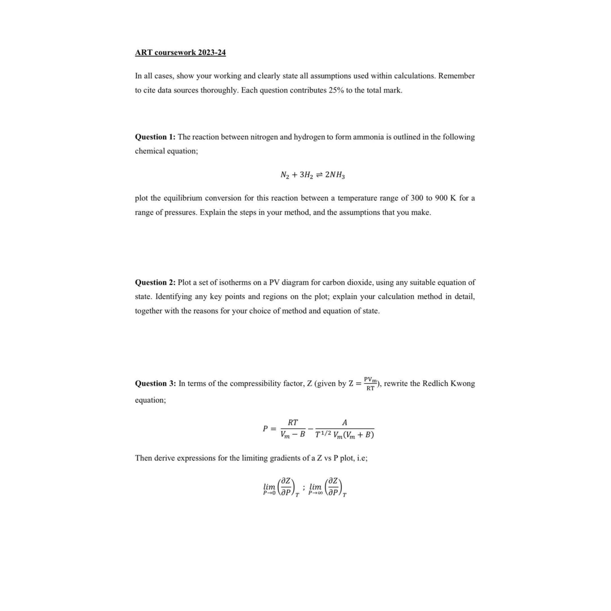  ART coursework 2023-24 In all cases, show your working and clearly