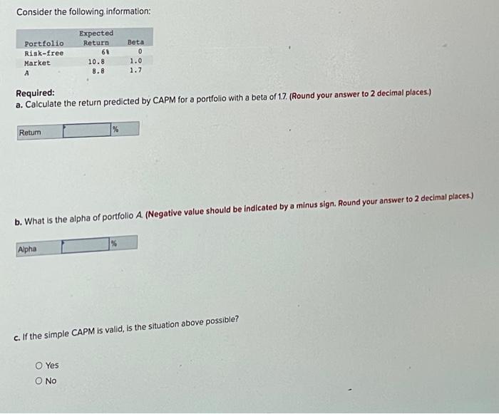 please help solve Consider the following information: Required: a. Calculate the return
