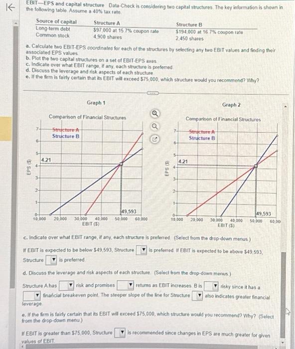 structures. The key information is shiown in the following table Assume a