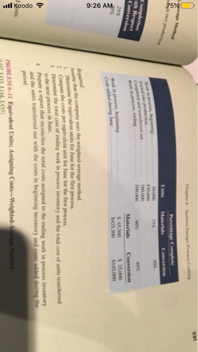  Koodo 9:26 AM 221 Chapter & Systems Design Process Costing aerage